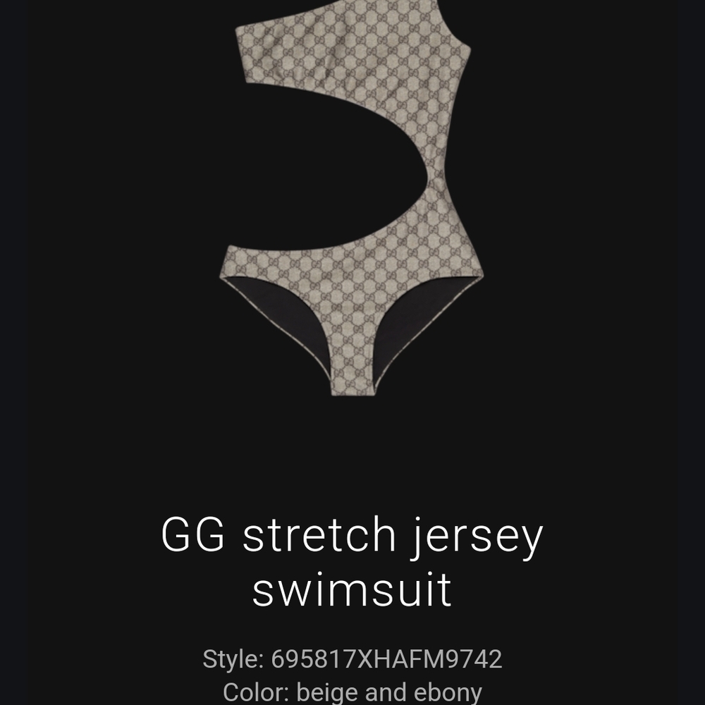 Gucci Beige and Ebony GG Stretch Jersey Swimsuit